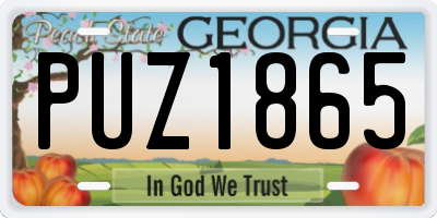 GA license plate PUZ1865