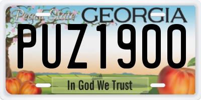GA license plate PUZ1900