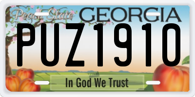 GA license plate PUZ1910