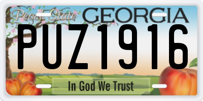 GA license plate PUZ1916