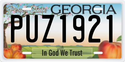 GA license plate PUZ1921