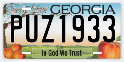 GA license plate PUZ1933