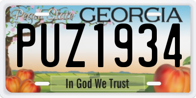 GA license plate PUZ1934