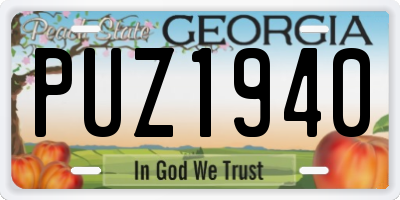 GA license plate PUZ1940