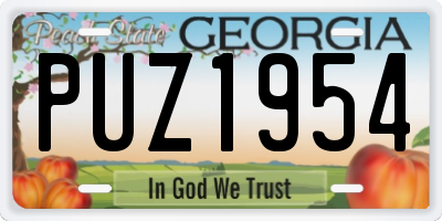 GA license plate PUZ1954