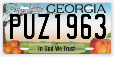 GA license plate PUZ1963