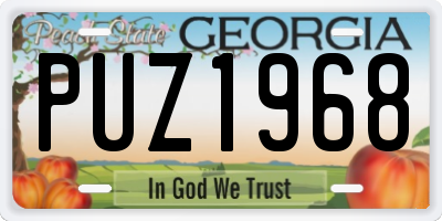 GA license plate PUZ1968