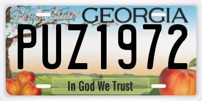 GA license plate PUZ1972