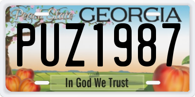 GA license plate PUZ1987