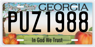 GA license plate PUZ1988