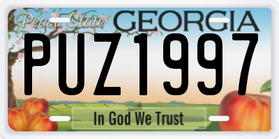 GA license plate PUZ1997
