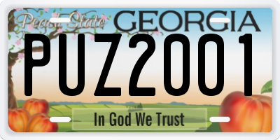 GA license plate PUZ2001
