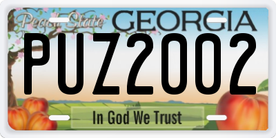 GA license plate PUZ2002