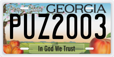 GA license plate PUZ2003