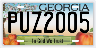 GA license plate PUZ2005