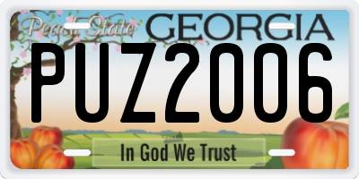 GA license plate PUZ2006