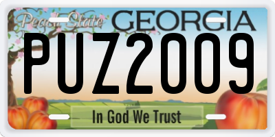 GA license plate PUZ2009