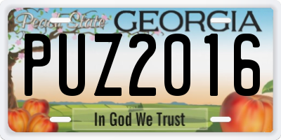 GA license plate PUZ2016