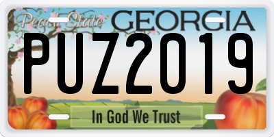 GA license plate PUZ2019