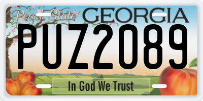 GA license plate PUZ2089