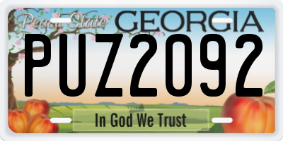 GA license plate PUZ2092