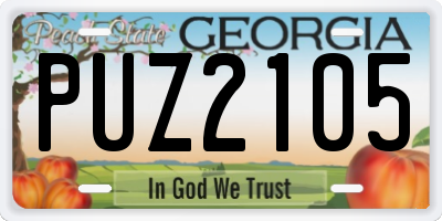 GA license plate PUZ2105