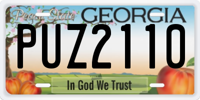 GA license plate PUZ2110