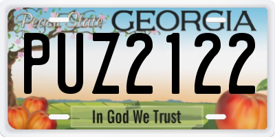 GA license plate PUZ2122
