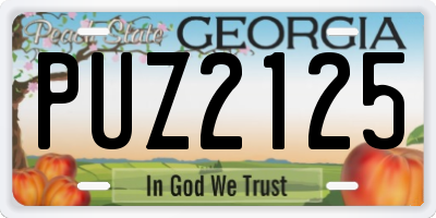 GA license plate PUZ2125