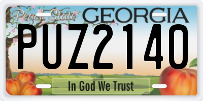 GA license plate PUZ2140