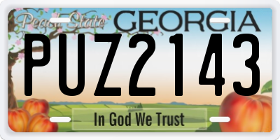 GA license plate PUZ2143