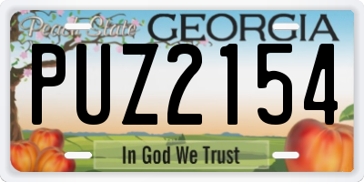 GA license plate PUZ2154