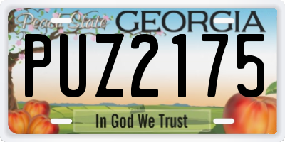 GA license plate PUZ2175