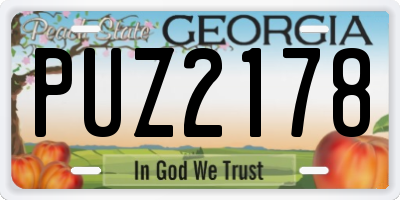 GA license plate PUZ2178