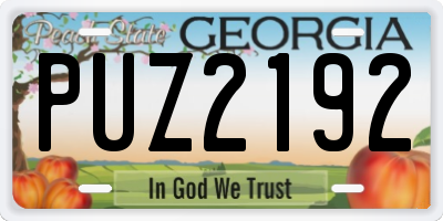 GA license plate PUZ2192