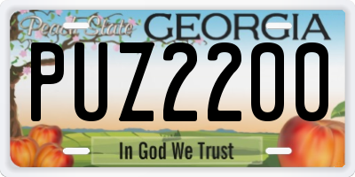 GA license plate PUZ2200
