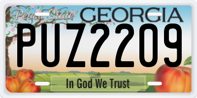 GA license plate PUZ2209