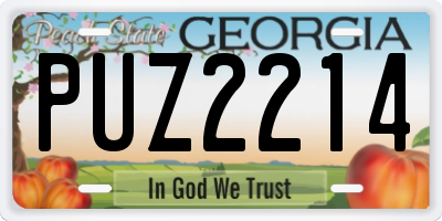 GA license plate PUZ2214