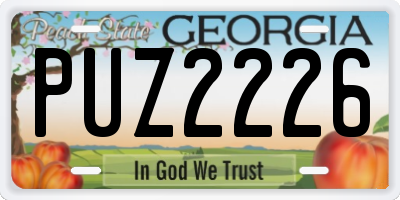 GA license plate PUZ2226