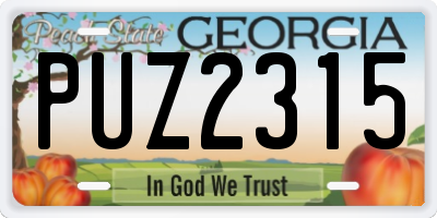 GA license plate PUZ2315