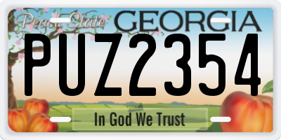 GA license plate PUZ2354