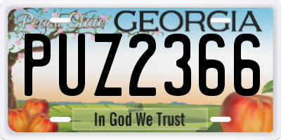 GA license plate PUZ2366