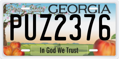 GA license plate PUZ2376