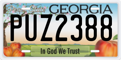 GA license plate PUZ2388