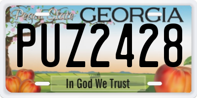 GA license plate PUZ2428