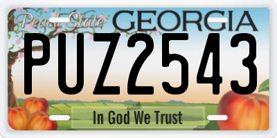 GA license plate PUZ2543
