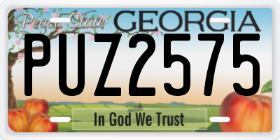 GA license plate PUZ2575