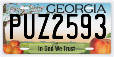 GA license plate PUZ2593