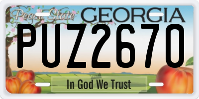 GA license plate PUZ2670