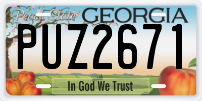 GA license plate PUZ2671